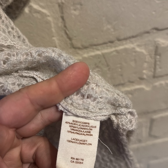 Free people Sweater cardigan lace knit soft wool alpaca blend NEW large - Picture 6 of 6